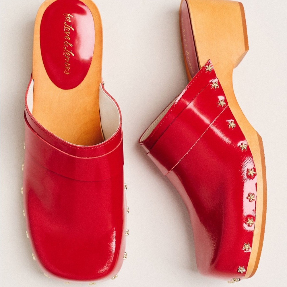 NWT/NIB for love and lemons • Red leather Adahlia clogs - Picture 2 of 7